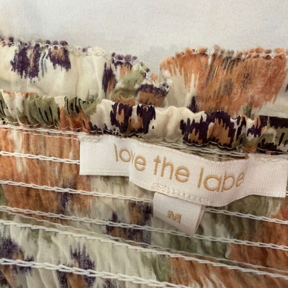 Anthropologie Love The Label Sz M Floral Puff Slv Maxi Dress Earthy Boho Roses - Picture 9 of 16